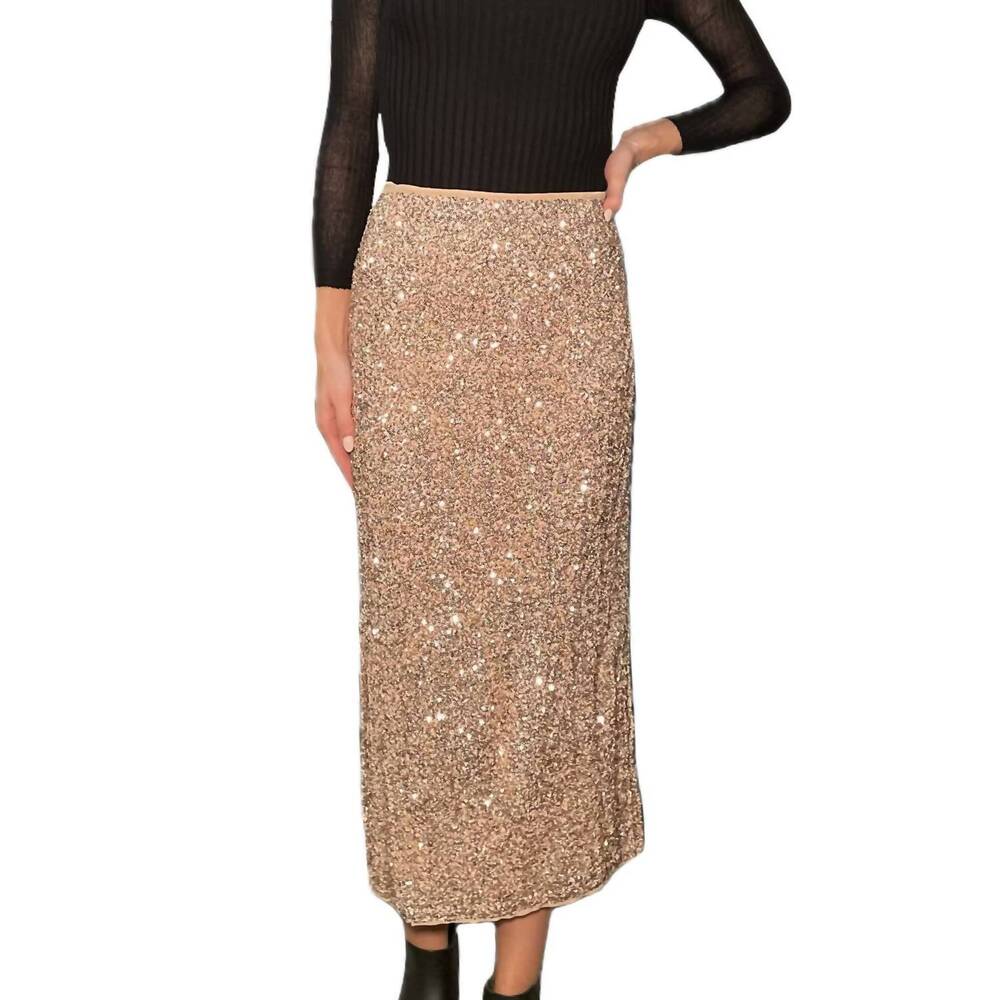 NEW BLUIVY sequin party midi skirt in champagne